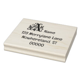 Holz Art Briefmarke erste A mit Adresse. Gummistempel
