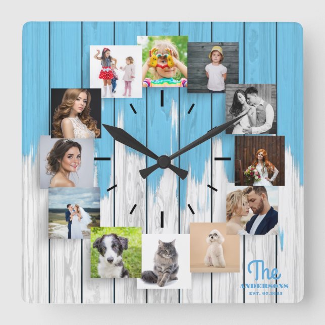 Holz aus Foto Quadratische Wanduhr (Vorderseite)
