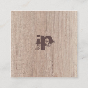 Holz aussehen bedrückte Text Monogram Elegant Luxu Quadratische Visitenkarte