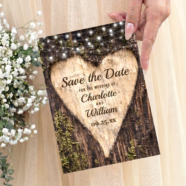Holz Bark Herz Rustikale Hochzeit Save The Date (Von Creator hochgeladen)