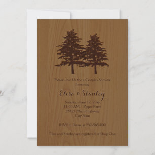 Holz & Bäume Braun Wald Hochzeitspaare Dusche Einladung
