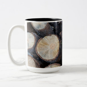 Holz Baumstämme ursprüngliches Naturfoto  Zweifarbige Tasse