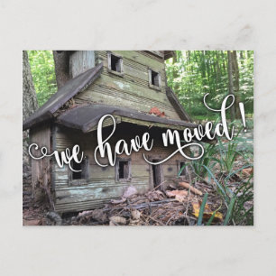 Holz Birdhouse Foto "We ve Moved" Hinweis, 2 Ankündigungspostkarte