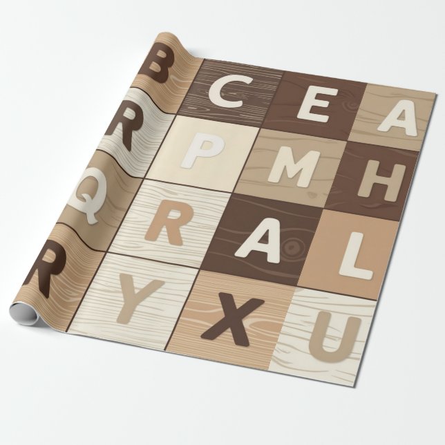 Holz-Buchstabenraster Geschenkpapier (Ungerollt)