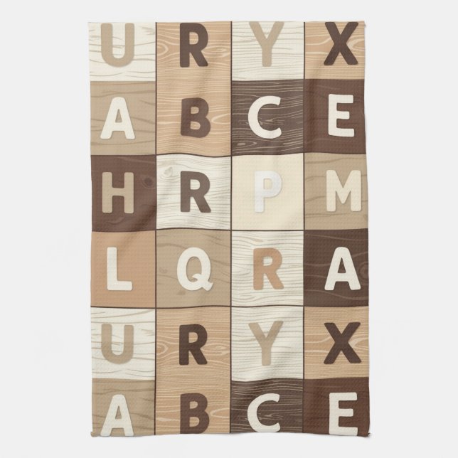 Holz-Buchstabenraster Geschirrtuch (Vertikal)