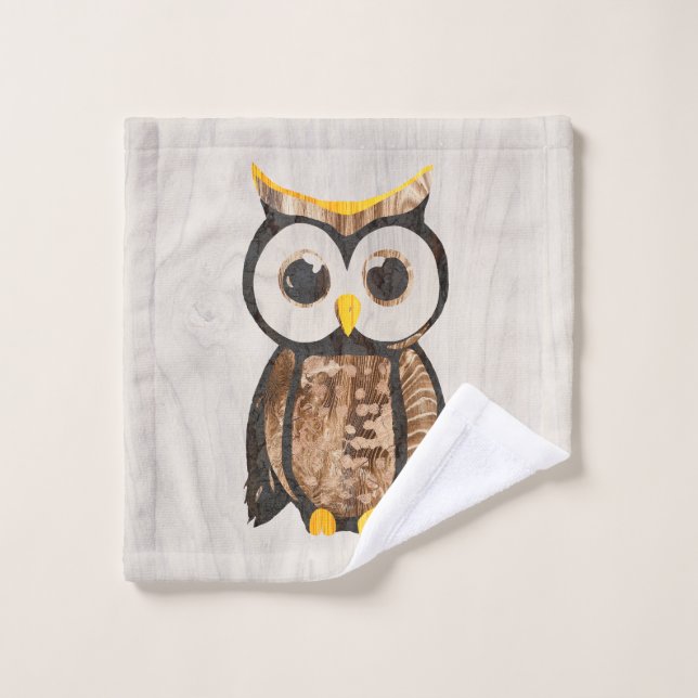 Holz - Chouette - Owl Waschlappen (Waschlappen)