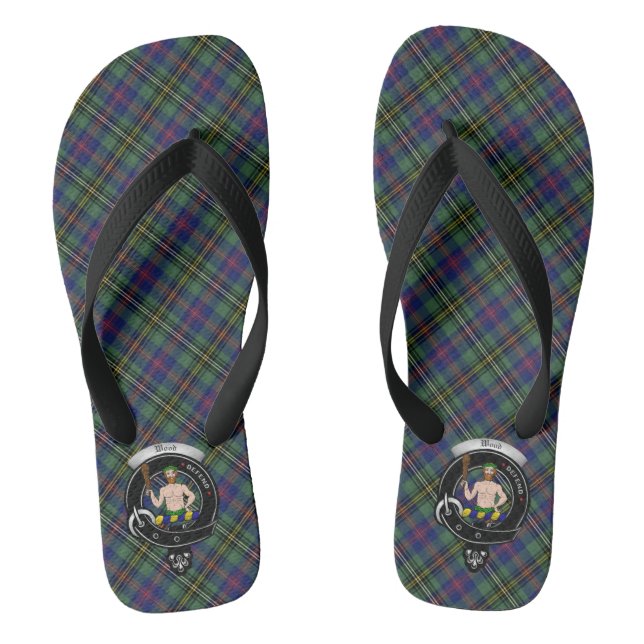 Holz-Clan-Abzeichen und Tartan-Flip Flops Flip Flops (Fußbett)