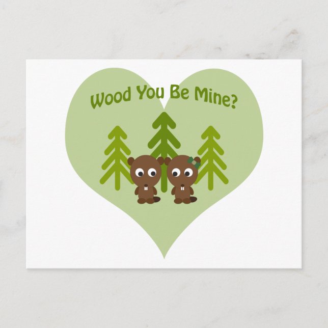Holz, das du bist meine Biber-Liebe Postkarte (Vorderseite)