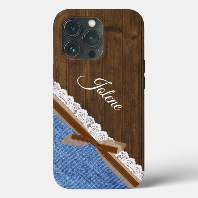 Holz Denim und Spitzen-Western als angesehen  Case-Mate iPhone Hülle (Rückseite)