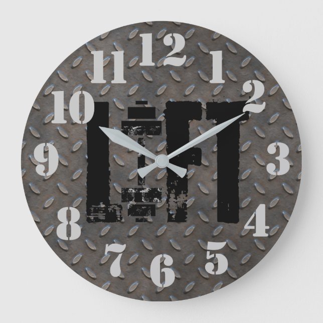 HOLZ-Diamantplatte Industrie-Look Große Wanduhr (Vorderseite)
