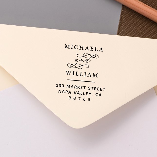 Holz Elegante runde Rücksendeadresse Gummistempel (Rubber Stamp Mock-up)