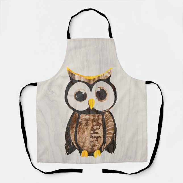 Holz - Eule - Owl Schürze (Vorderseite)