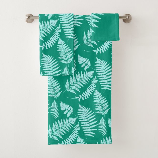 Holz-Fern-Muster, Aqua und Türkis Badhandtuch Set (Insitu)