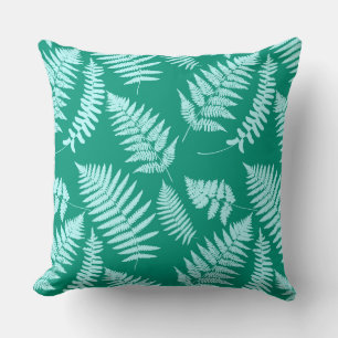 Holz-Fern-Muster, Aqua und Türkis Kissen