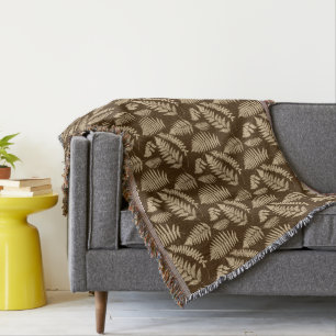 Holz-Fern-Muster, braun und beige Decke