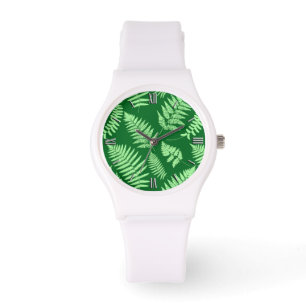 Holz-Fern-Muster, Smaragd und leicht grün Armbanduhr
