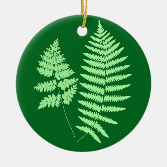 Holz-Fern-Muster, Smaragd und leicht grün Keramik Ornament (Vorne)