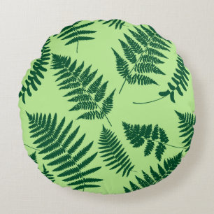 Holz-Fern-Muster, Smaragd und leicht grün Rundes Kissen
