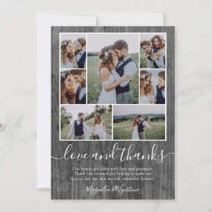 Holz-Fotocollage Liebe und Dank Hochzeit Dankeskarte