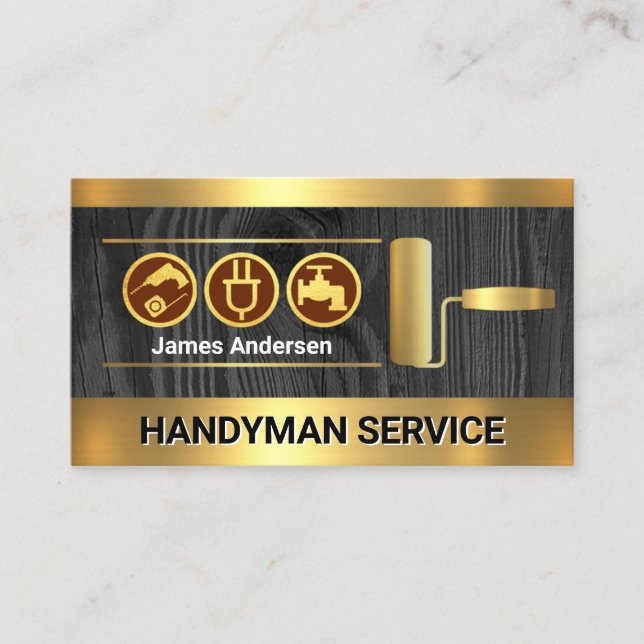 Holz Gold Paint Brush Layers Visitenkarte (Vorderseite)