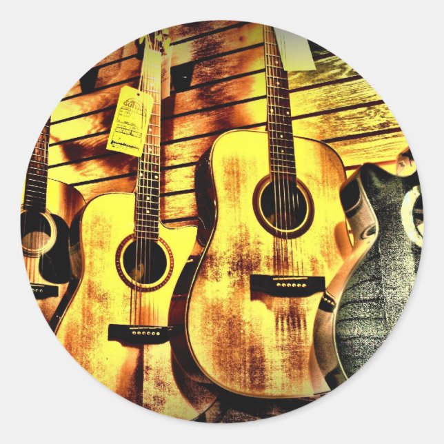 Holz Grain Acoustic Guitars Runder Aufkleber (Vorderseite)