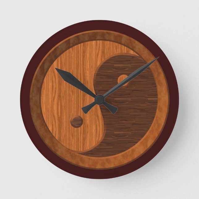 Holz Grain Yin Yang Novelty Wall Uhr (Vorderseite)