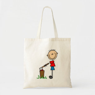 Holz hackende Stockfigur T-Shirts und Geschenke Tragetasche