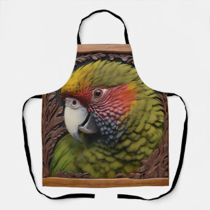 Holz Harmonie: Grünes Lorikeet auf geschnitztem Ho Schürze