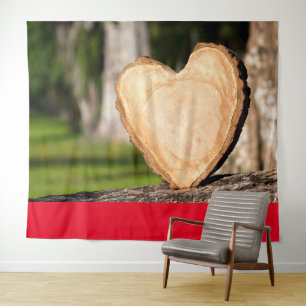 Holz-Herz-Wandteppich Wandteppich
