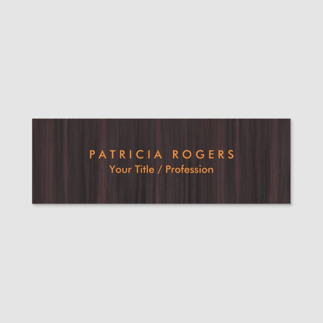 Holz Hintergrund Orange Brown Beruflich Namensschild (Vorderseite)