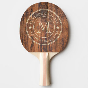 Holz Hochzeits-Monogramm-Stern aus wiederverwendet Tischtennis Schläger