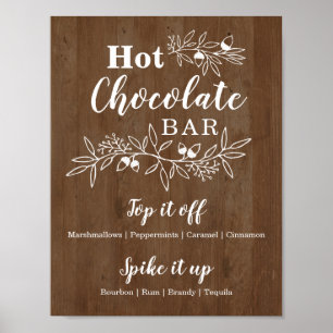Holz Hot Chocolate Bar Menü Hochzeitsfeier Poster
