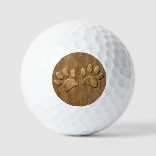 Holz Hund Pfotenabdrücke Golfball (Vorderseite)