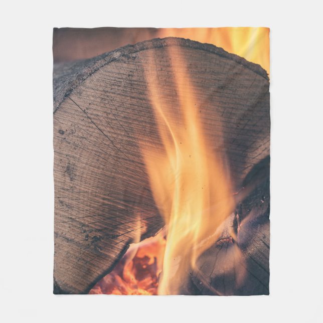 Holz in Flammen Fleecedecke (Vorderseite)