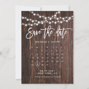 Holz-Kalender Save the Date Karte