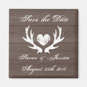 Holz Land Chic Hirschgeweih Save-the-Date-Magnet Magnet