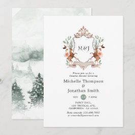 Holz Laurel Wappen Monogram Couples Dusche Einladung