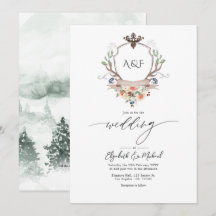 Holz Laurel Wappen Monogram QR Code Hochzeit