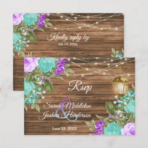Holz, Lila und Aquamarine Blume - UAWG RSVP Karte