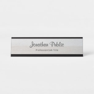 Holz Look Stilvolle Kalligrafie Trendy Template Schreibtischnamensplakette