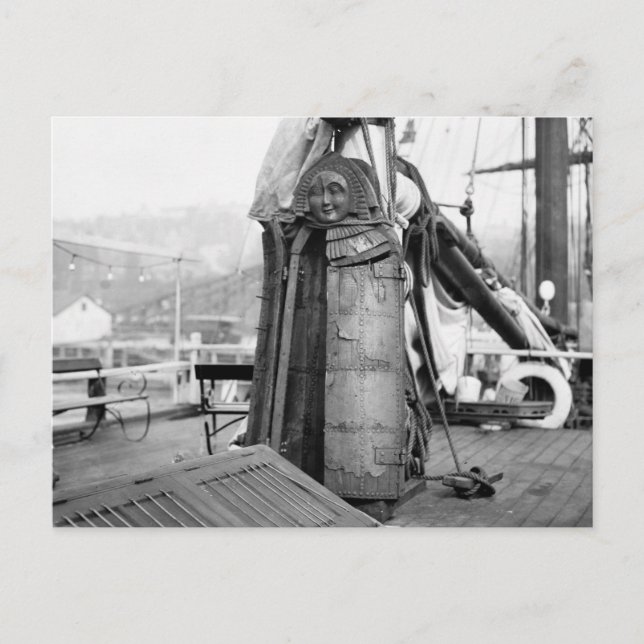 Holz-Maiden, Foltergerät, 1910er Postkarte (Vorderseite)