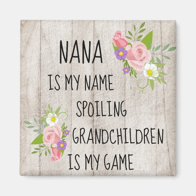 Holz mit rosa, Lila Blütennana/Großmutter Magnet (Vorne)