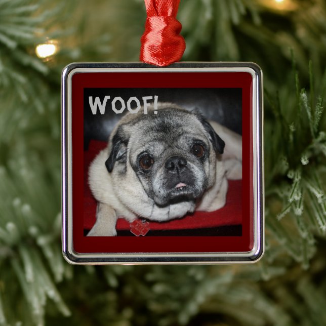 Holz, Mops Ornament Aus Metall (Baum)