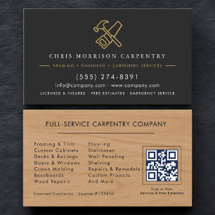 Holz-QR-Code-Tischlerei-Tischler-Service Visitenkarte