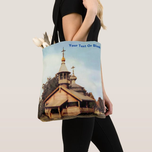 Holz Russische Kirche Totbeutel Tasche (Von Nahem)