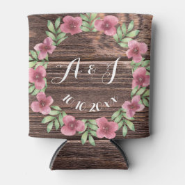 Holz Rustikale Monogramm aus Blumen kann Kühler Dosenkühler