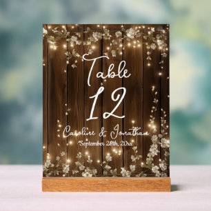 Holz rustikale String leuchtet weißer Blumentisch Acrylschild