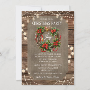 Holz Rustikale Weihnachtsfeiertage Kranz Party Abe Einladung