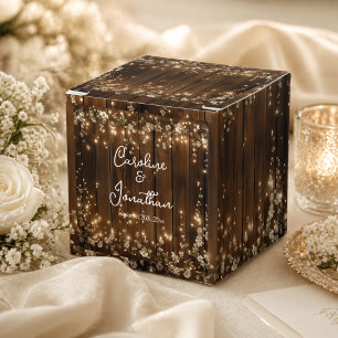 Holz Rustikale Weiße Blumen Lichterkette Hochzeit Geschenkschachtel