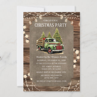 Holz Rustikaler LKW Weihnachtsessen Party Abendess Einladung